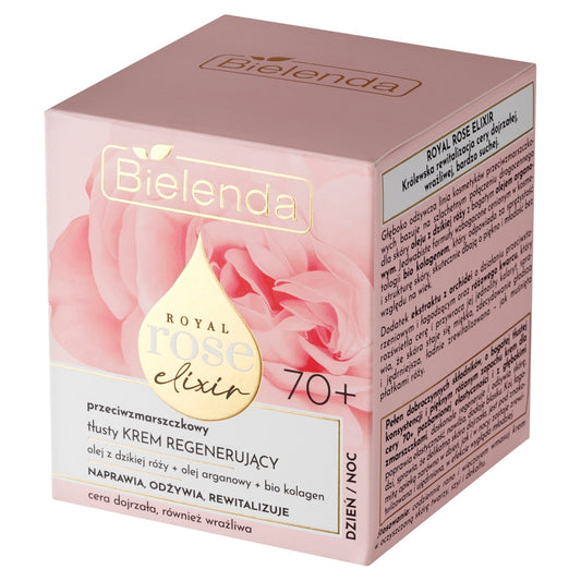 BIELENDA Royal Rose Elixir 70+ Priešraukšlėjančio regeneruojančio kremo dienai/nakčiai 50 ml