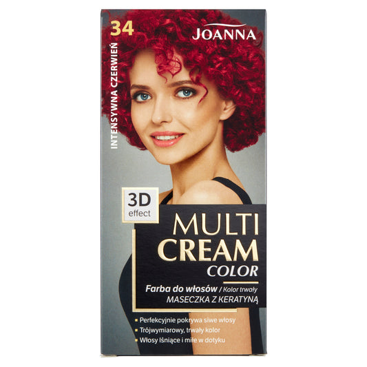 JOANNA Multi Cream Color Plaukų dažai nr. 34 Intensyvi Raudona