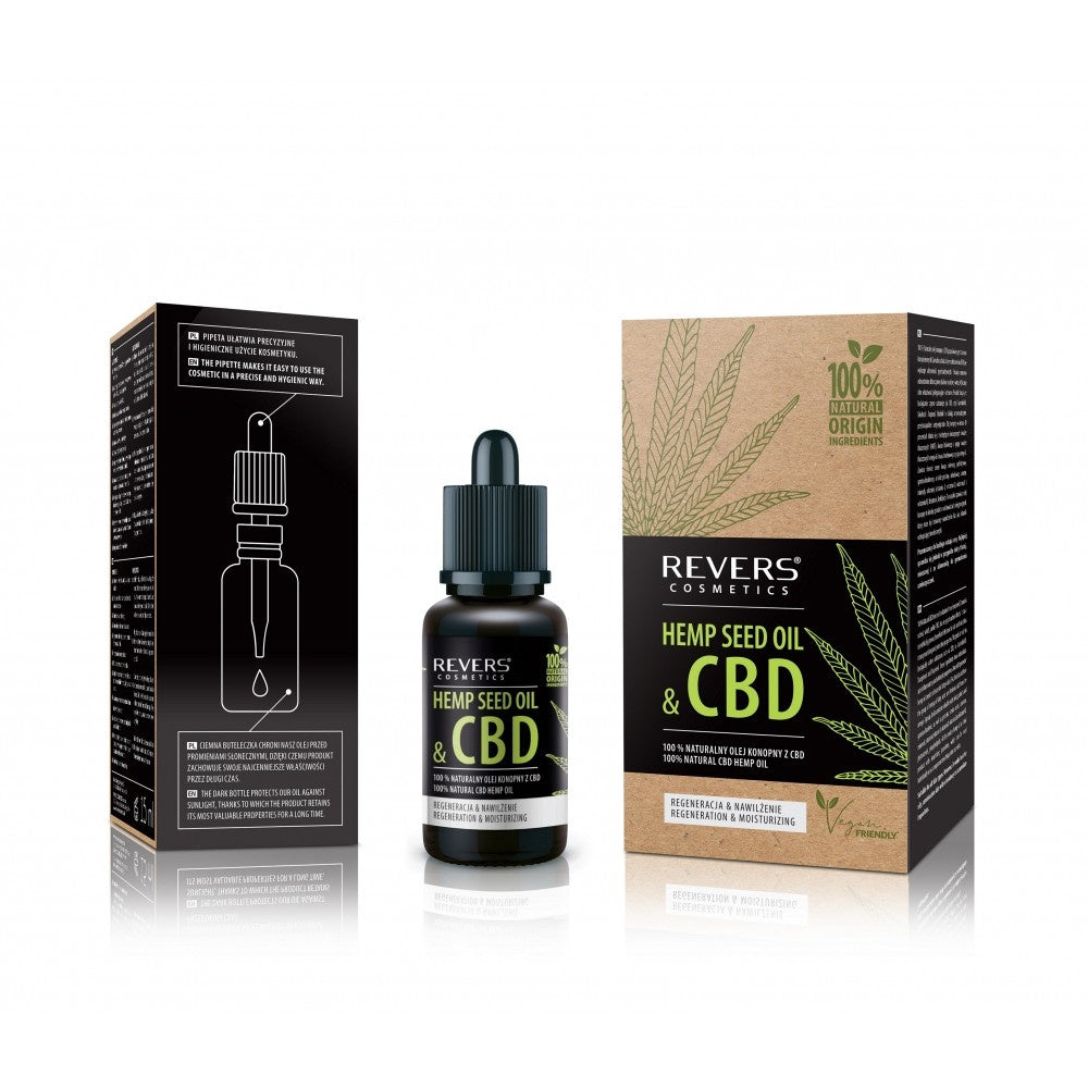 REVERS Kanapių sėklų aliejus ir CBD Natūralus kanapių aliejus su CBD 100% 15ml