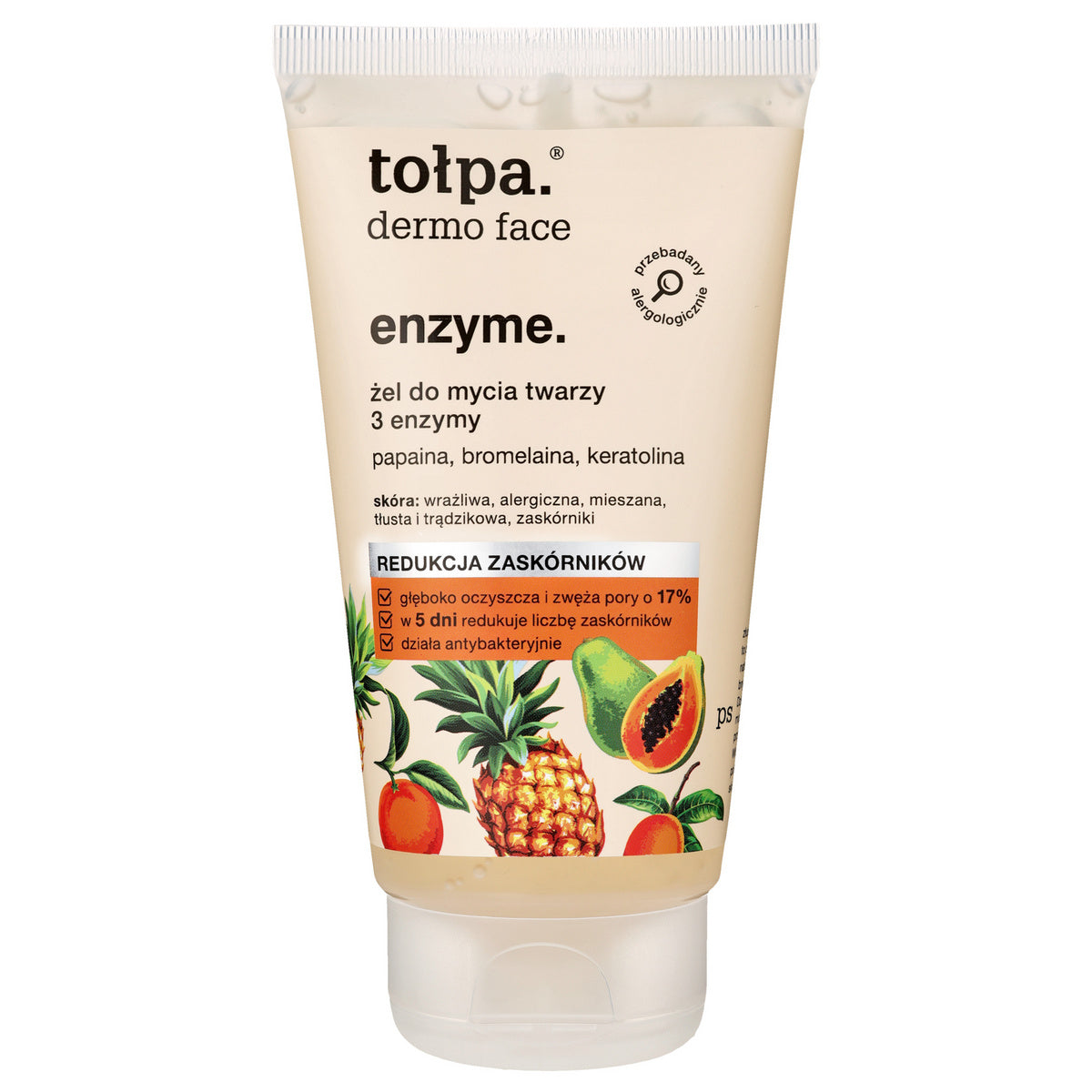 TOŁPA Dermo Veido Enzimų Gelis veidui 3 Enzimai - juodųjų taškų mažinimas 150 ml