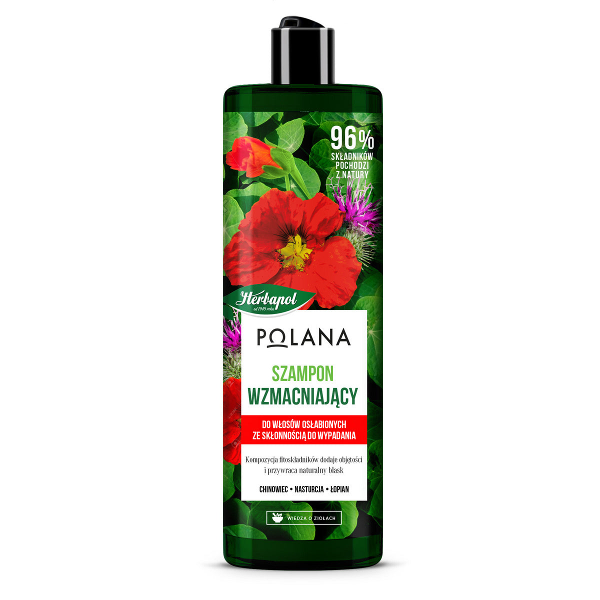 HERBAPOL Polana Stiprinamasis šampūnas silpniems plaukams, linkusiems į slinkimą 400ml