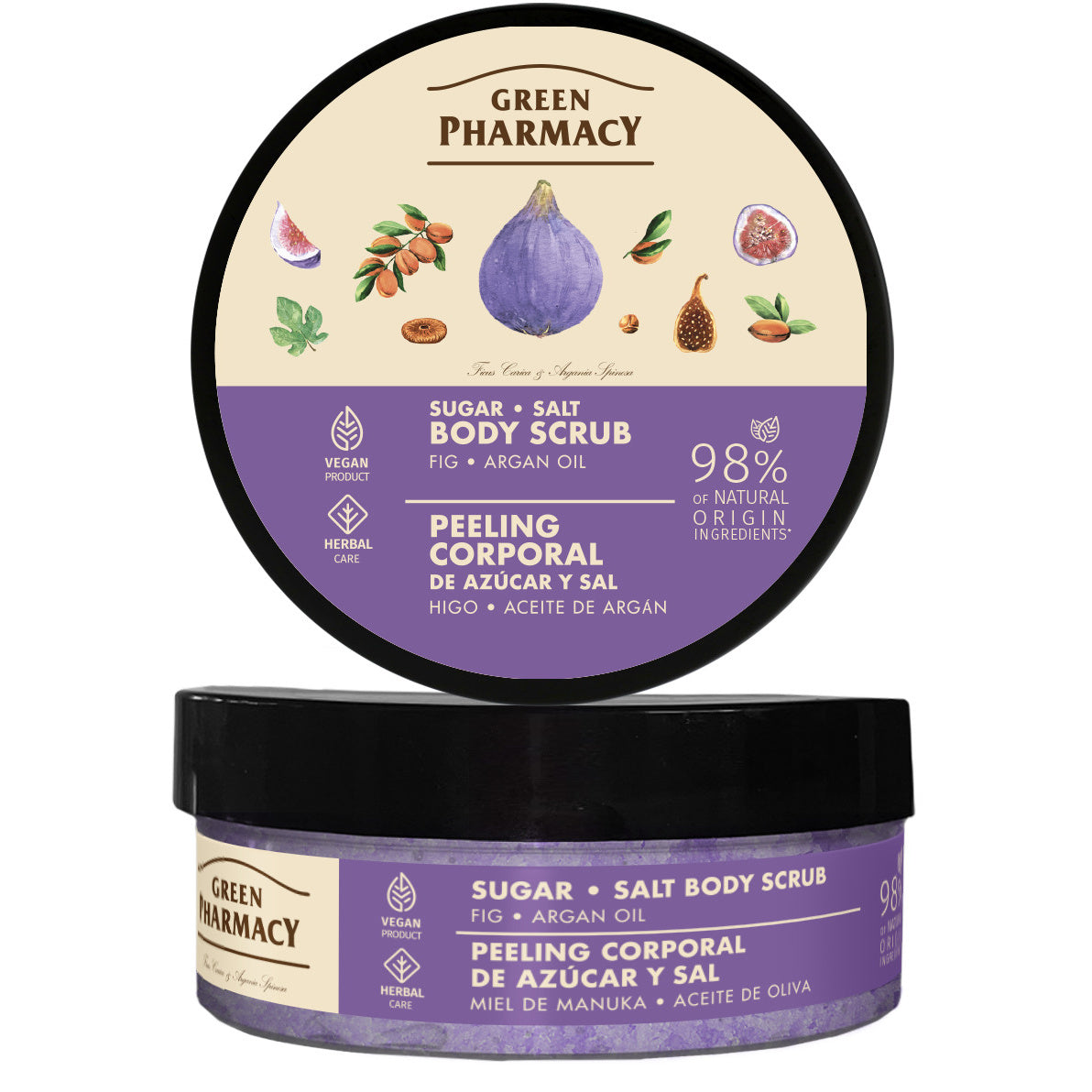 GREEN PHARMACY Cukraus-sūrus šveitiklis kūnui Figos ir argano aliejus 200 ml