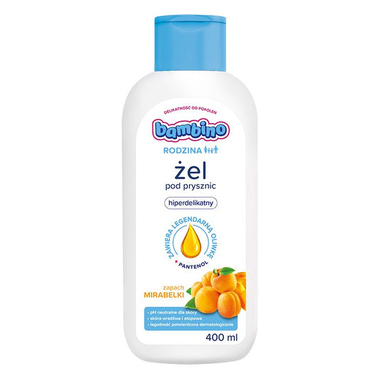 BAMBINO Šeimos hiperdelikatūs dušo geliai su mirabelkų kvapu 400 ml