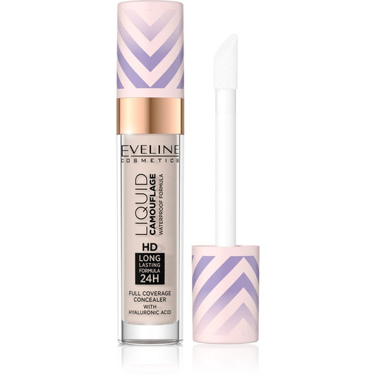 EVELINE Liquid Camouflage Vandeniui atsparus korektorius su hialurono rūgštimi nr. 02 Light Vanilla 7.5 ml