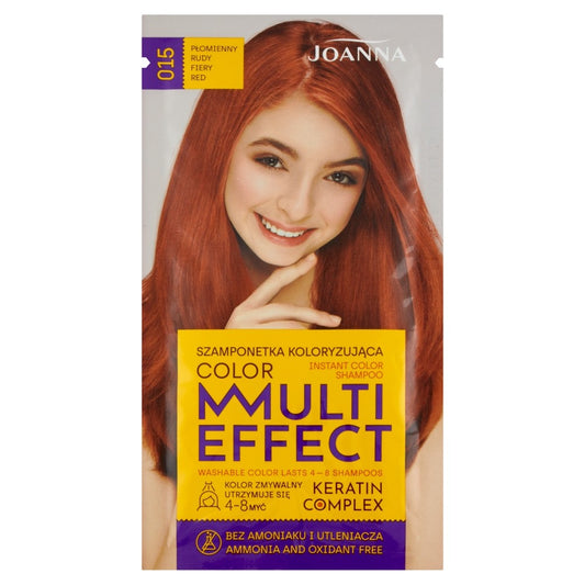 JOANNA Multi Effect Color Spalvų šampūnas nr. 15 Ugninė Raudona 35 g