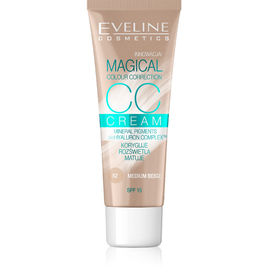 EVELINE Magical Colour Correction CC Multifunkcinis makiažo pagrindas nr 52 Šviesus Bežas 30 ml