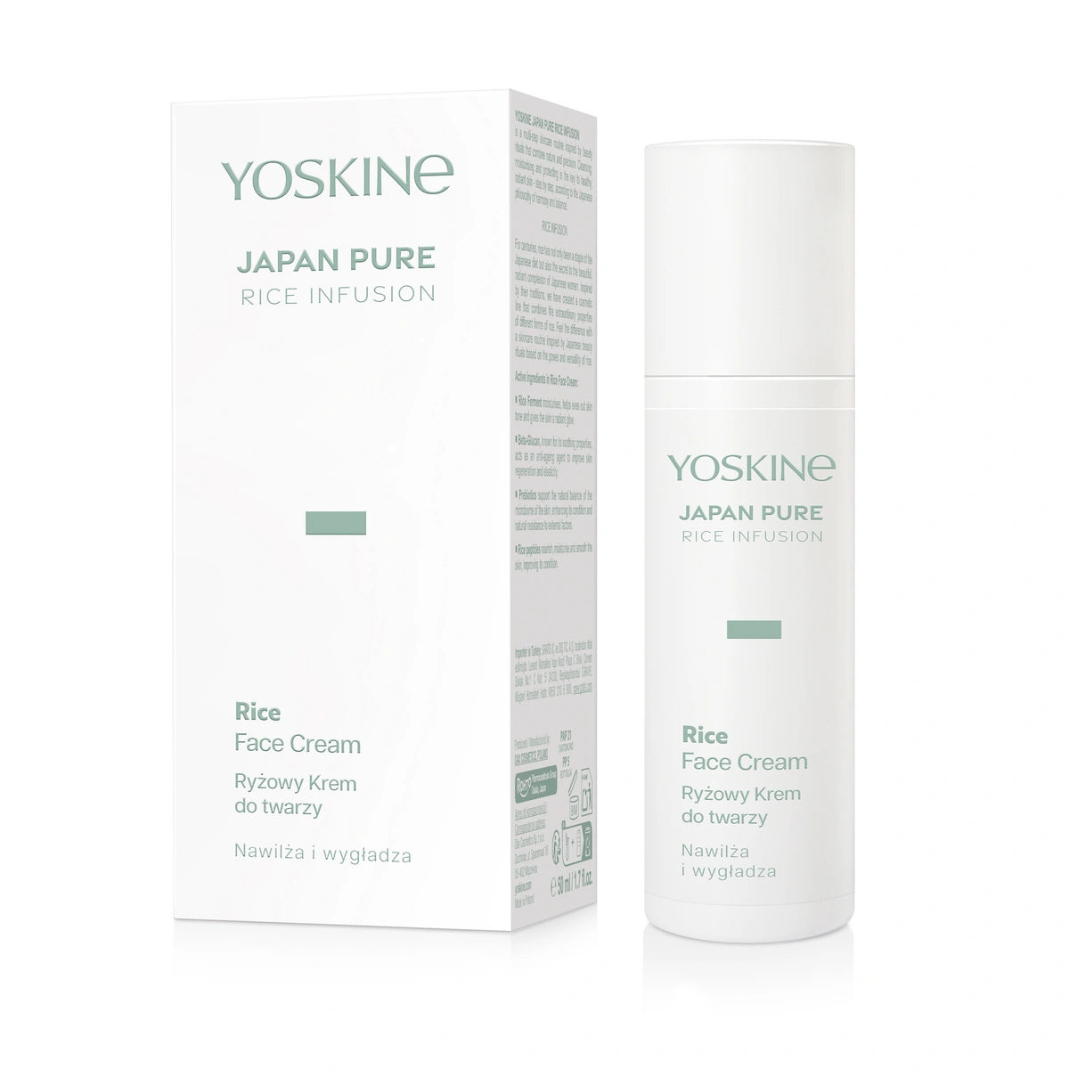 YOSKINE Japan Pure Rice Infusion Ryžinis drėkinamasis ir glotninamasis veido kremas 50 ml