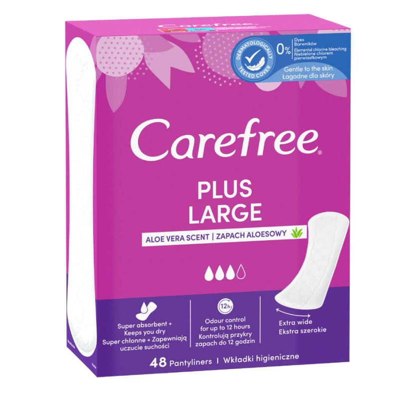 JOHNSON CAREFREE Didelės Aloe Vera kvapo higieninės pagalvėlės 48 vnt.