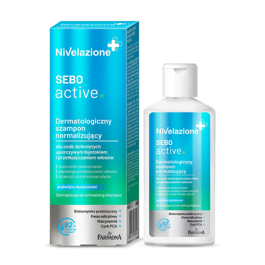 NIVELAZIONE Sebo Active Dermatologinis normalizuojantis šampūnas riebiems plaukams ir seborėjai 100 ml