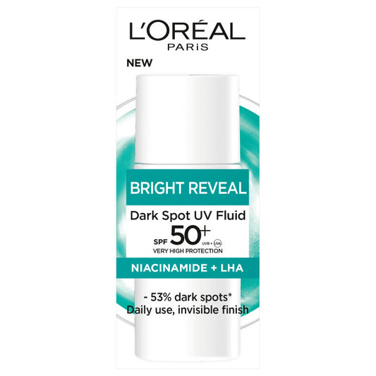 LOREAL Bright Reveal Fluid, redukuojantis dėmes SPF 50+ 50ml