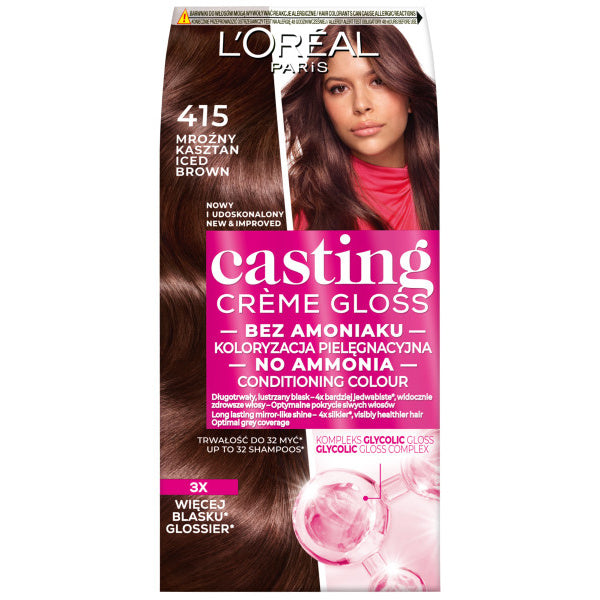 LOREAL Casting Creme Gloss Kremas, spalva nr 415 Šaltas Kaštonas