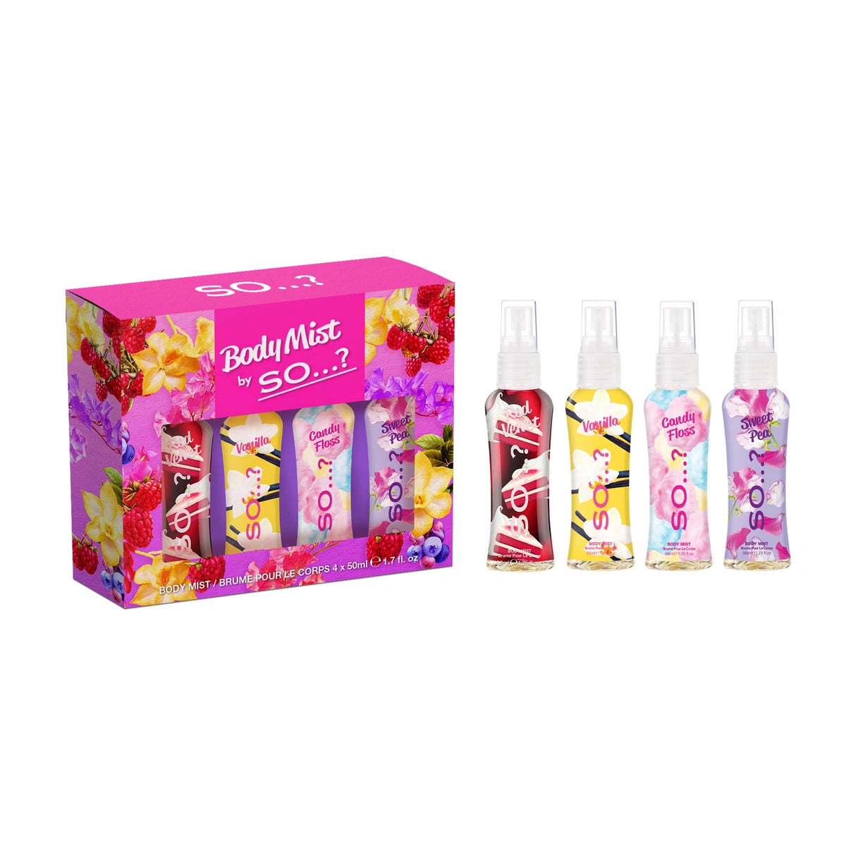 SO…? Dovanų rinkinys - Kvepiantys kūno purškalai 4 x 50 ml