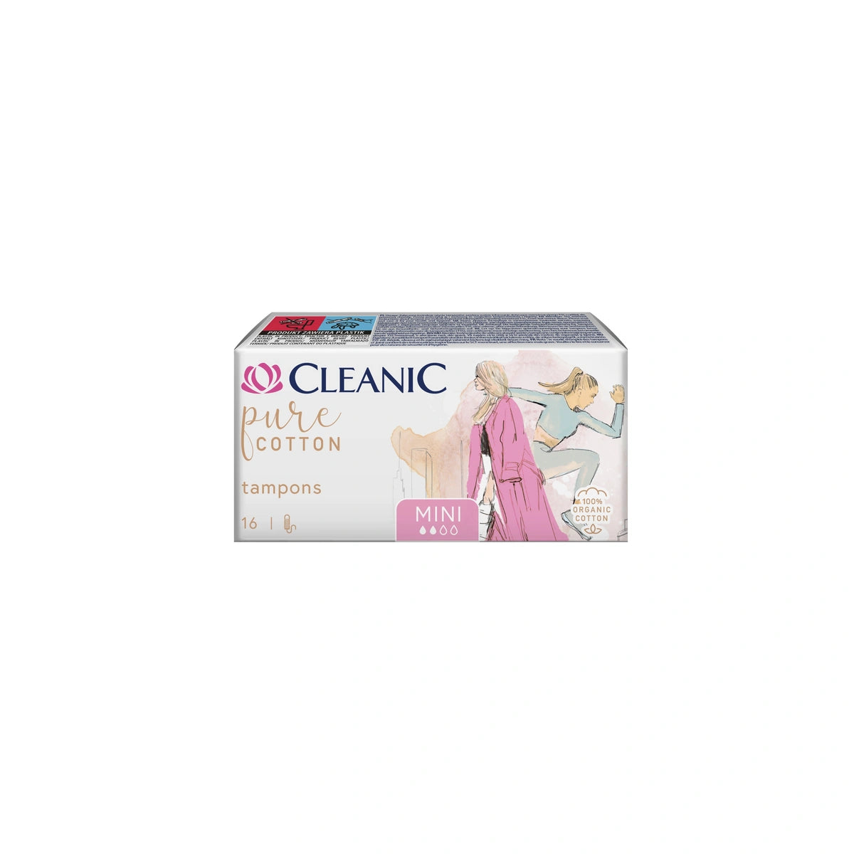 CLEANIC Pure Cotton Mini tamponai iš organinės medvilnės - 16 vnt.