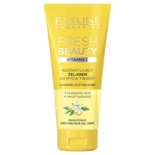 EVELINE Fresh Beauty Švytintis gelis-kremas veido prausimui su vitaminu C 150 ml