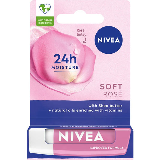 NIVEA Lip Care Drėkinanti lūpų balzamas Soft Rose 4.8 g
