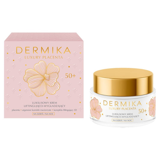 Dermika Luxury Placenta 50+ Luksusinis liftinguojantis ir glotninantis kremas dienai ir naktiai 50ml
