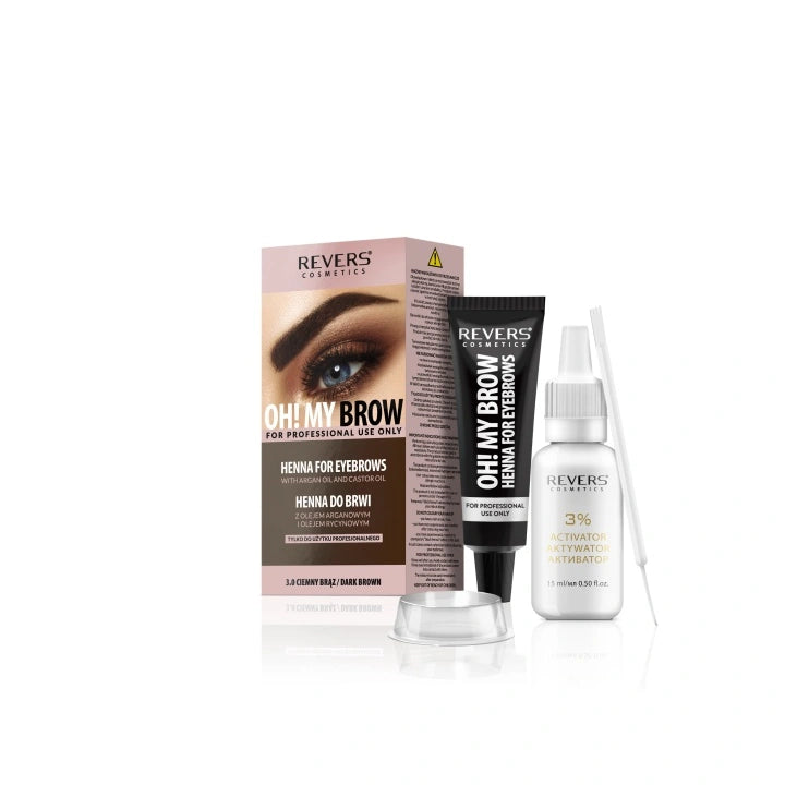 REVERS Oh! My Brow Henna kremas antakiams - tamsiai ruda