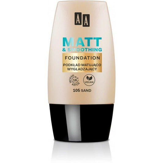 AA Make Up Matt Pagrindas matuojantis ir glotninantis 105 Smėlio 30ml