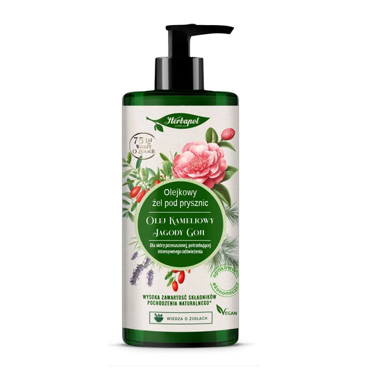HERBAPOL Aliejinis dušo gelis - Kamelijos aliejus & Goji uogos 740ml