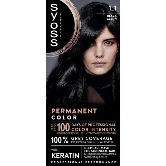 SYOSS Permanent Color Plaukų dažai 1-1 Juoda