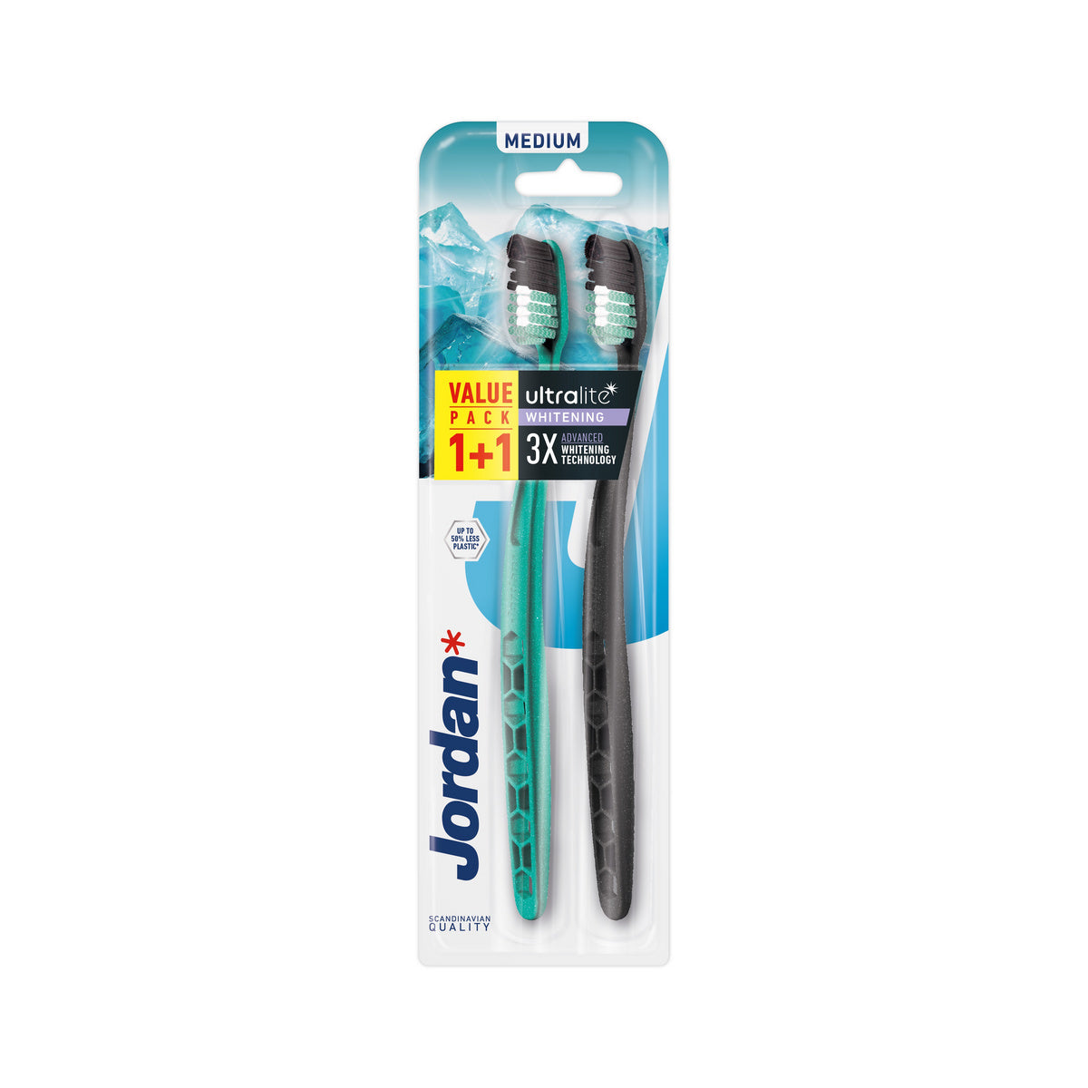 JORDAN Ultralite Dantų šepetėlis White Medium - 2 vnt.