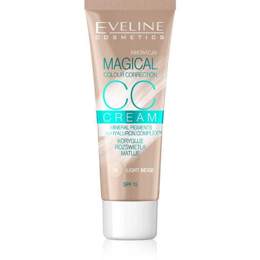 EVELINE Magical Colour Correction CC Multifunkcinis makiažo pagrindas nr 50 Šviesus smėlio 30 ml