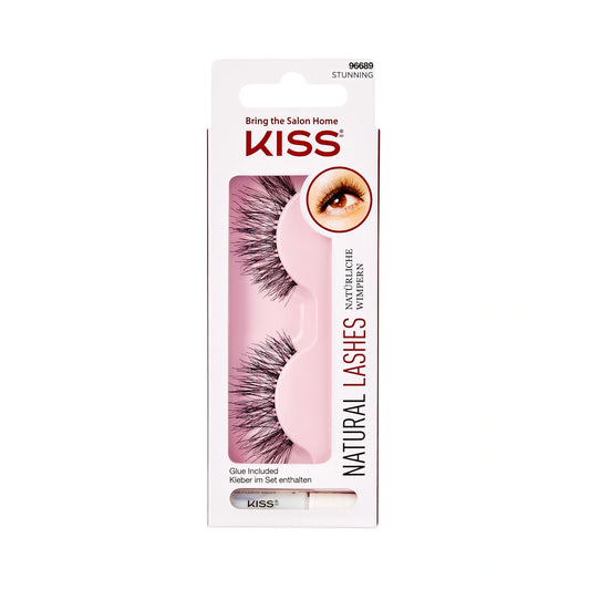 KISS Dirbtinės Blakstienos Natural Lashes - Stunnig 1 pora + klijai 1g