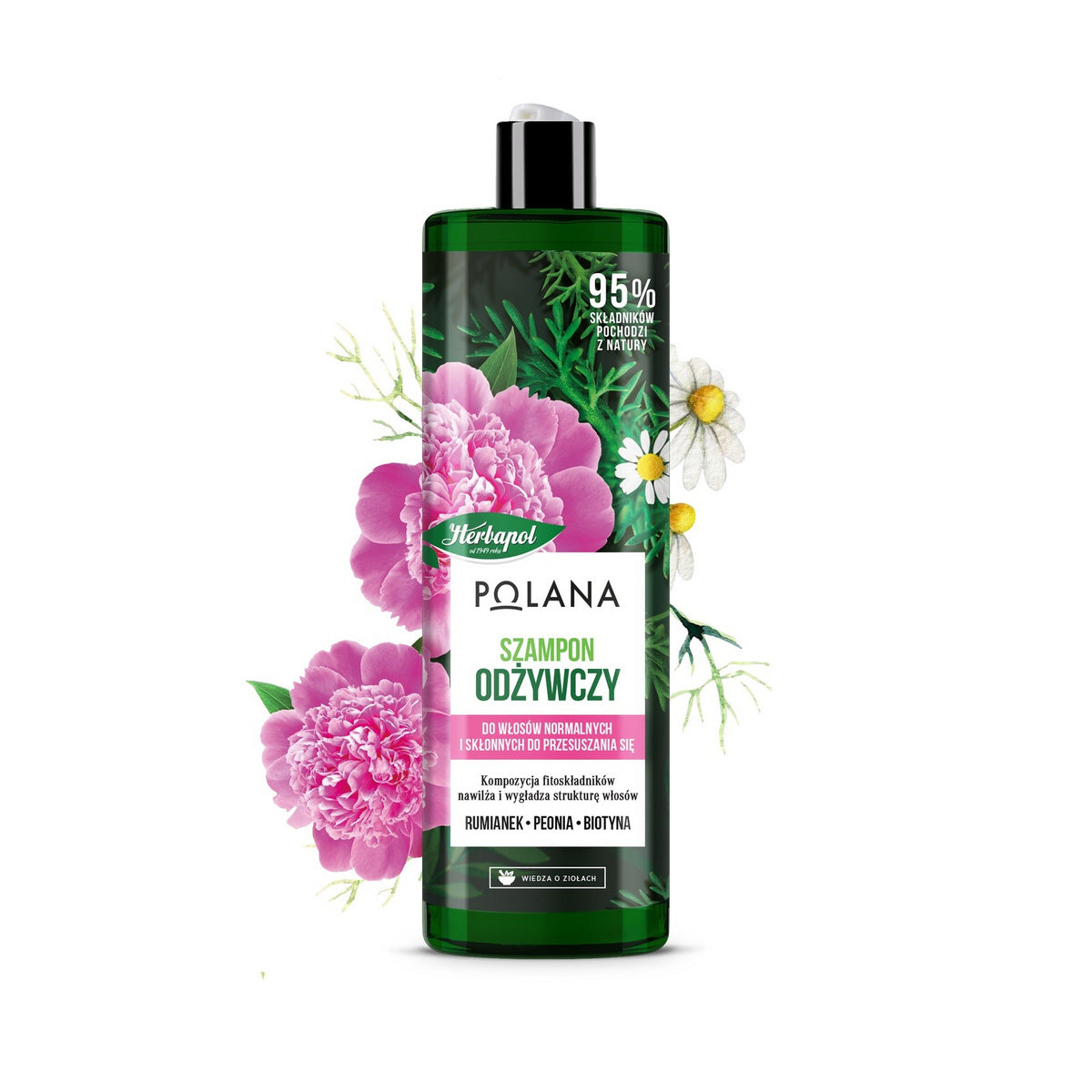 HERBAPOL Polana Maistingas šampūnas plaukams - Ramunė & Pionas & Biotinas 400ml
