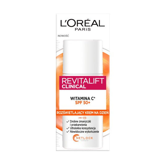 LOREAL Revitalift Clinical Vitamin C* Šviesinantis dieninis kremas SPF50+ 50 ml