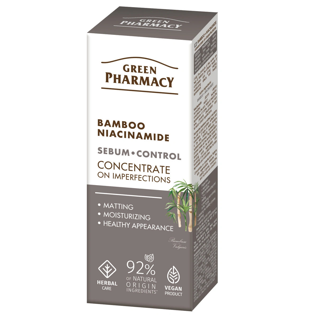 GREEN PHARMACY Bambusas + Niacinamidas koncentratas prieš odos trūkumus 30 ml