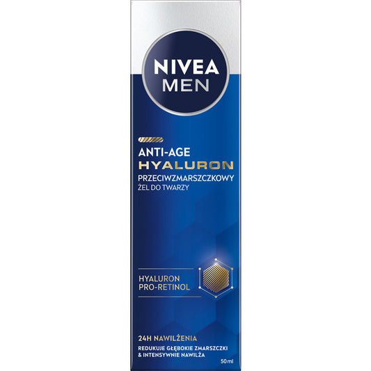 NIVEA MEN Hialurono Priešraukšlinis veido gelis Anti-Age 50 ml