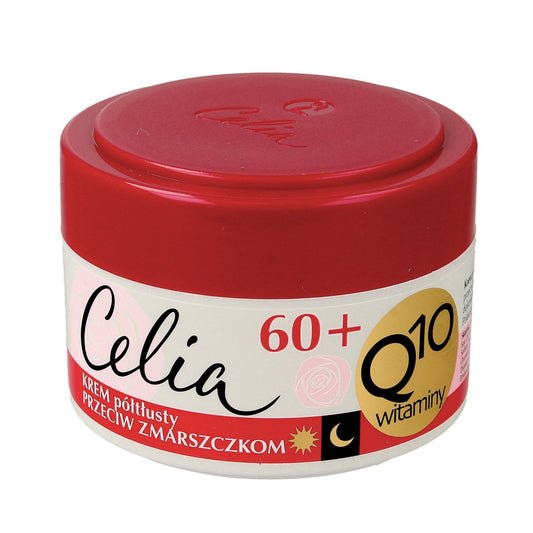 CELIA Q10 Vitaminai 60+ Priešraukšlinis pusiau riebus kremas su ceramidais 50 ml