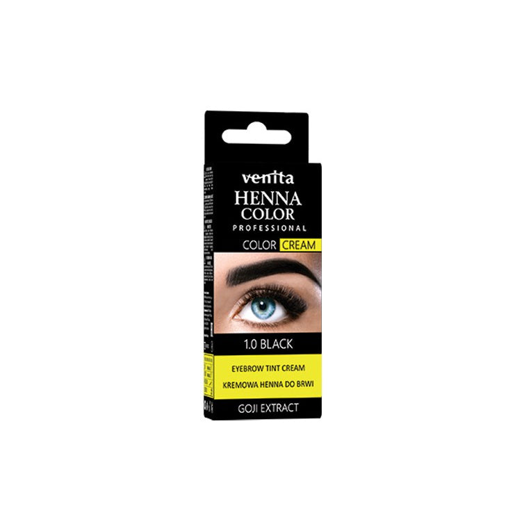 VENITA Henna Color Kreminė antakių henna su Goji ekstraktu - 1.0 Black (Juoda) 1 vnt.