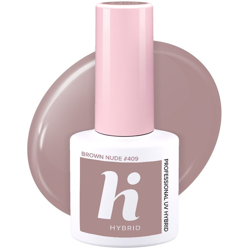 HI HYBRID Hibridinis lakas Travel #409 Brown Nude 5ml