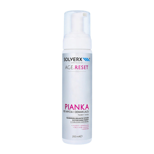 SOLVERX Age.Reset Putos veidui ir akių valymui bei makiažo nuėmimui 200ml