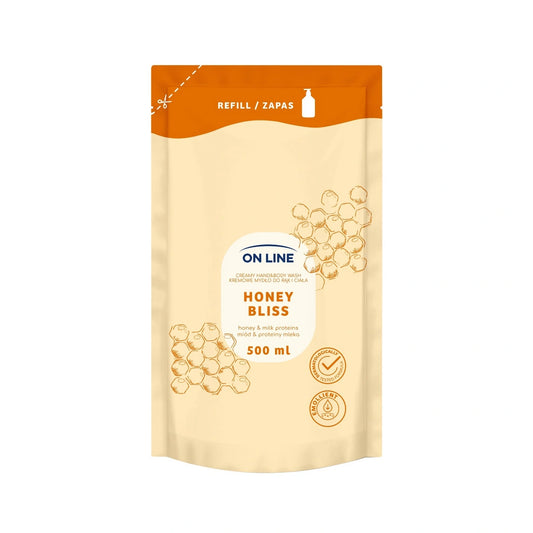 ON LINE Kreminis muilas rankoms ir kūnui Medus & Pieno baltymai - atsargas 500 ml