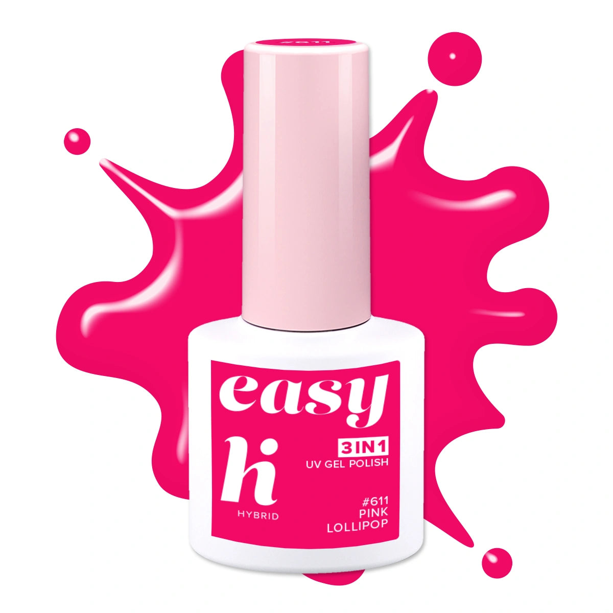 HI HYBRID Easy 3w1 Hibridinis lakas nr. 611 Pink Lollipop 5 ml