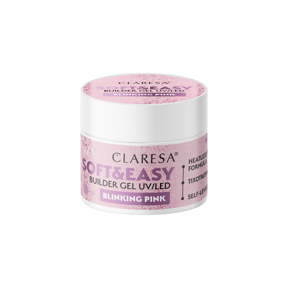 CLARESA Statybinis gelis nagams Soft&Easy Builder Blinking Pink 12 g
