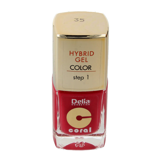 DELIA COSMETICS Koralo Hibridinis Gelis Nagų Laku Nr. 35 Raudonas Koralas 11ml