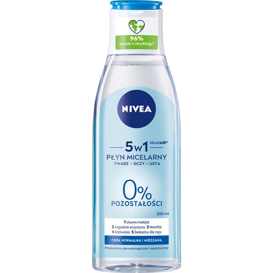 NIVEA MicellAIR Micelinis skystis makiažui 5w1 - normaliai ir mišriai odai 200 ml