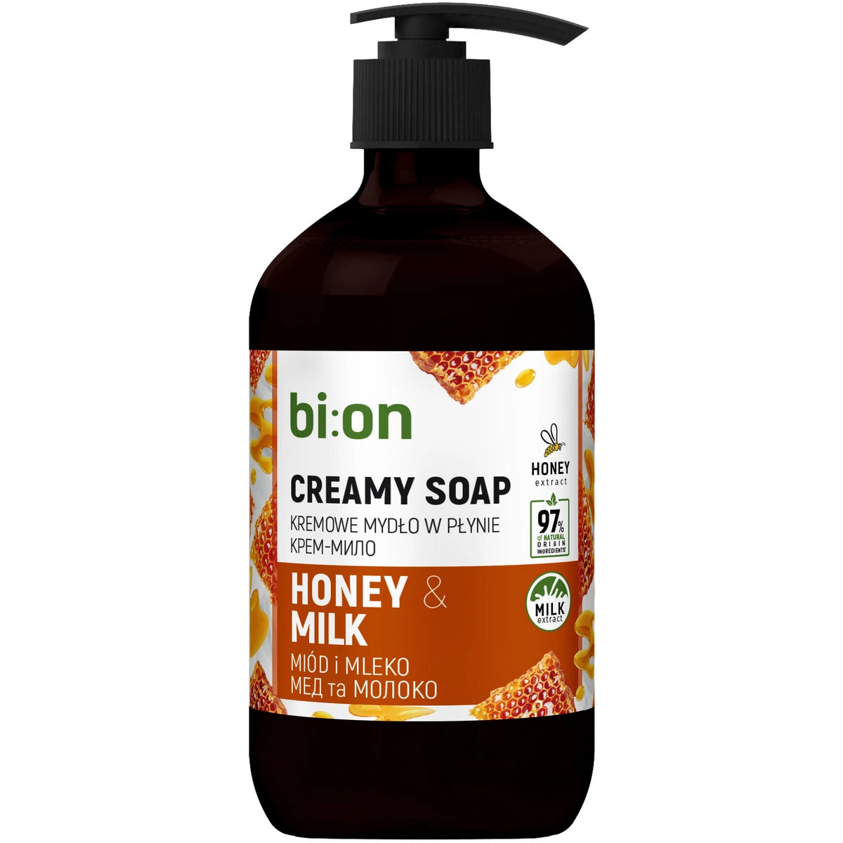 BIO NATURELL Kreminė muilo priemonė skystyje su pompa Medus ir Pienas 473 ml