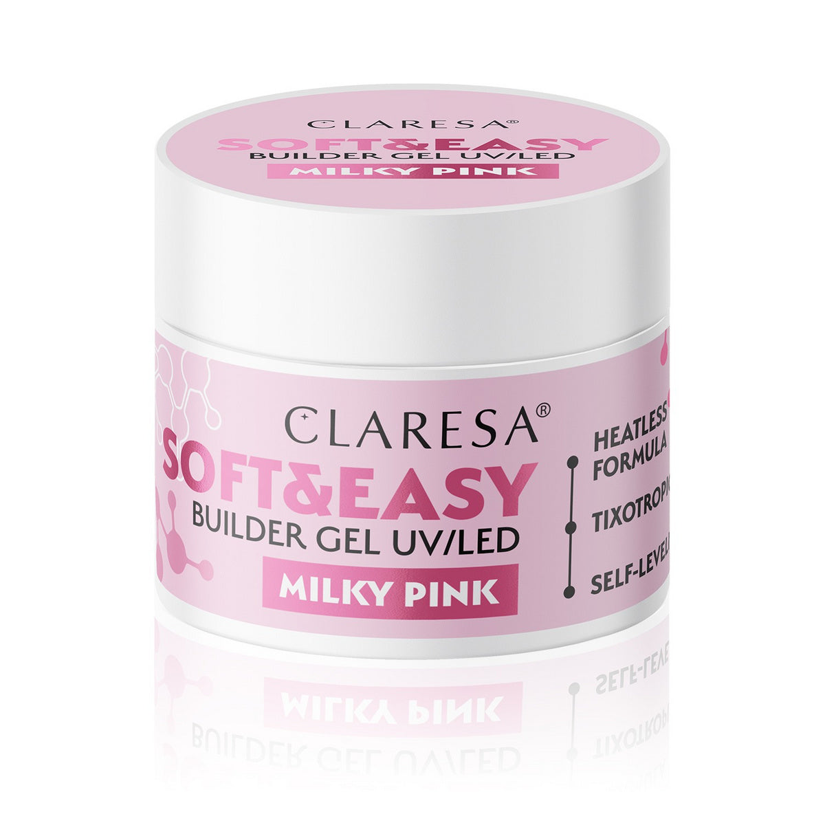 CLARESA Stiprinamasis gelis nagams Soft&Easy Builder - Pieno rožinė 12g