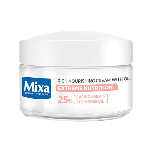 MIXA Turtingas drėkinamasis kremas su 25% aliejumi sausai ir jautriai odai, 50 ml