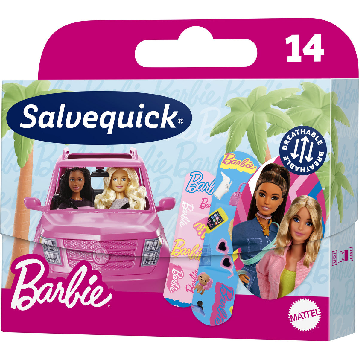 SALVEQUICK Pleistrai su tvarsčiu vaikams - Barbie 1 vnt.-14 vnt.