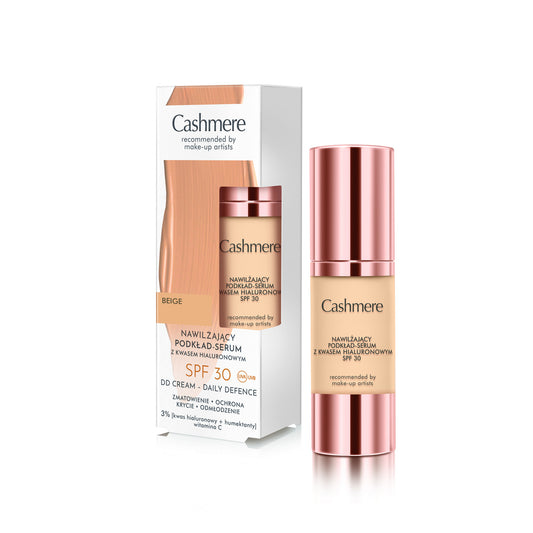 CASHMERE DD SPF 30 Drėkinantis pagrindas-serumas su hialurono rūgštimi Beige 30 ml