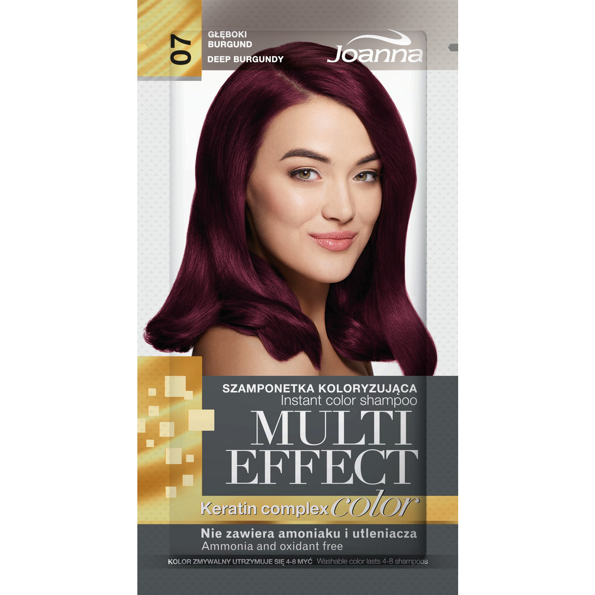 JOANNA Multi Effect Color Spalvą keičianti šampūnas nr. 07 Gilus burgundas 35 g