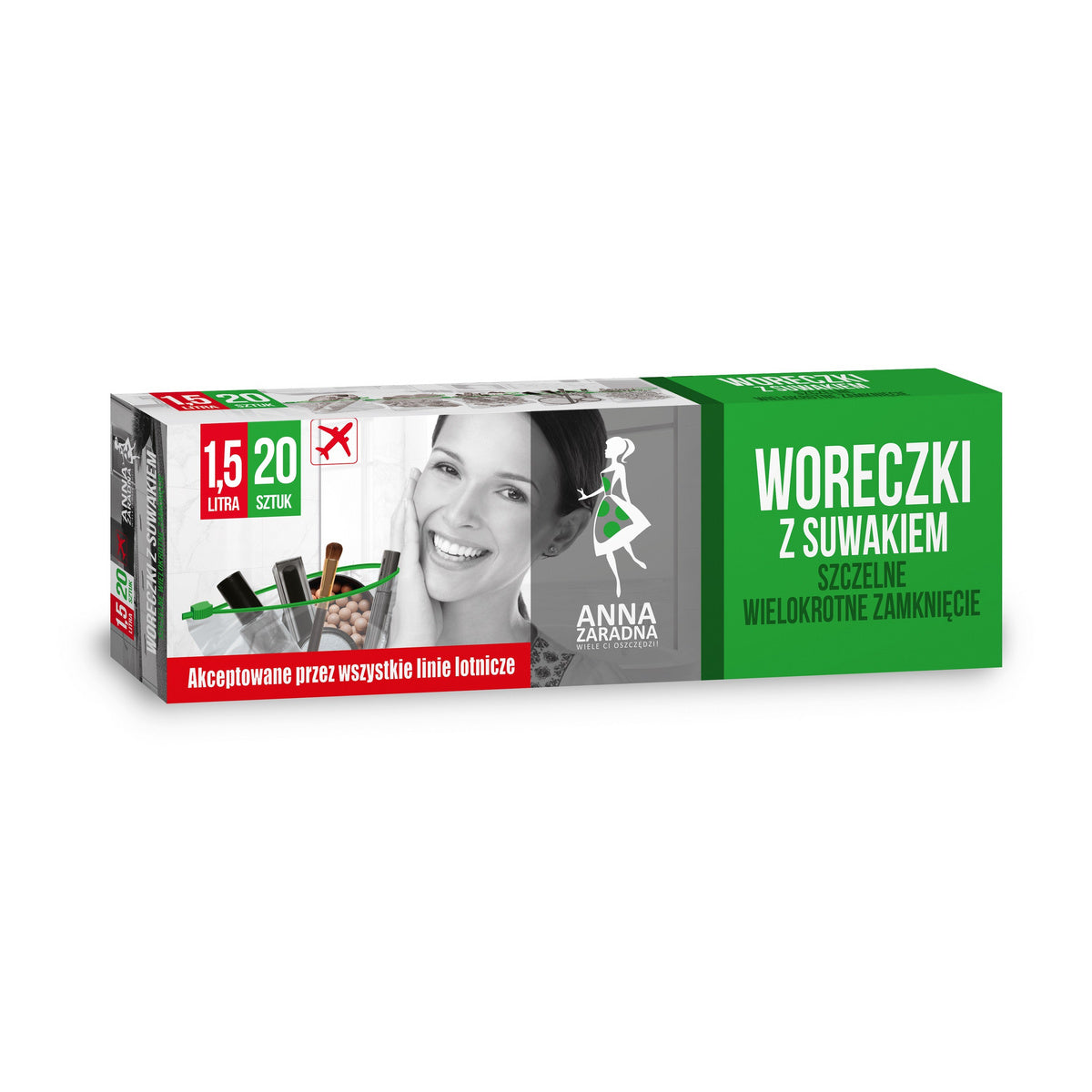 ANNA ZARADNA Užtrauktukų maišeliai 1.5L - dėžutė 1op.-20vnt