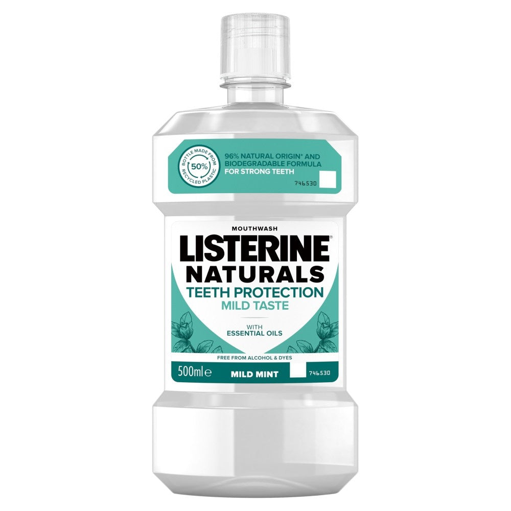 Listerine Naturals Burnos skalavimo skystis Dantų apsauga - Švelnus mėtinis 500ml