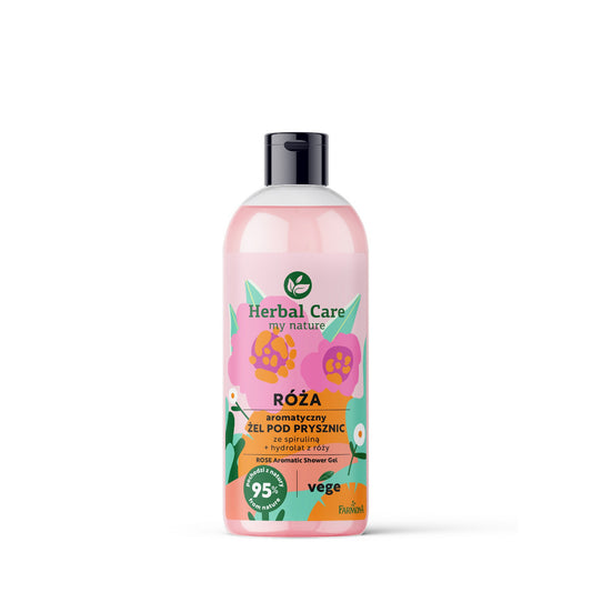 HERBAL CARE Rožė Aromatinis dušo gelis su spirulina ir rože 500 ml