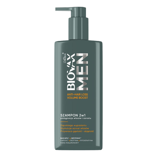 L'BIOTICA Biovax Men Šampūnas 2w1 plaukų ir barzdos priežiūrai - Volume Boost 200 ml